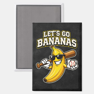 Aimant Allons Bananes Baseball Rétro Banane Drôle