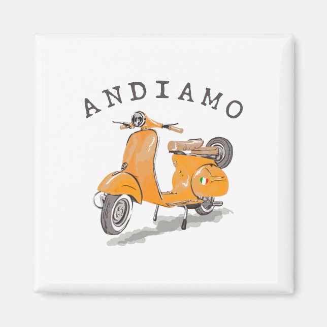 Aimant Allons en Italie Scooter Jaune  (Devant)