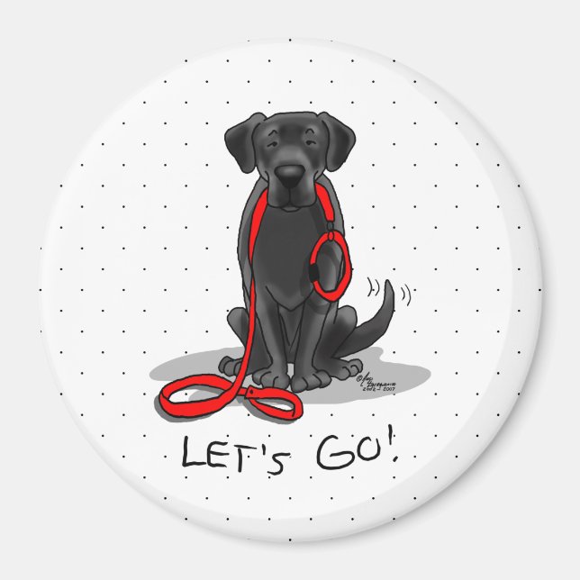 Aimant Allons-y ! Black Lab Labrador Retriever Cute (Devant)