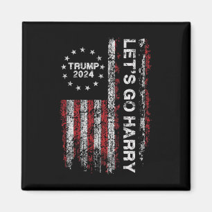 Aimant Allons-y Harry Drôle Trump Drapeau américain Vinta