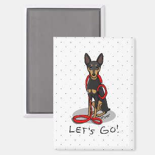 Aimant Allons-y ! Promenade du Pinscher miniature (noir f