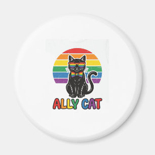 Aimant Ally Cat Rainbow Pride Vintage Chat T-Shirt Design