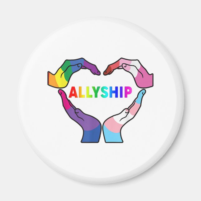 Aimant Allyship Heart LGBT Support Protéger les enfants R (Devant)