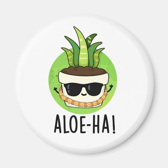Aimant Aloe-ha Funny Plante hawaïen Pun (Devant)