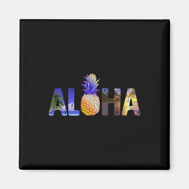 Aimant Aloha Hawaii Luau coût de l'ananas de vacances Haw (Devant)