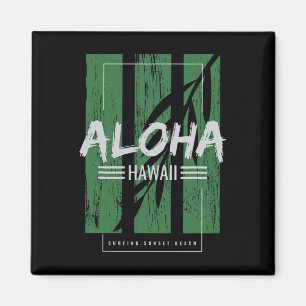 Aimant Aloha Hawaii Surfant Plage de Sunset