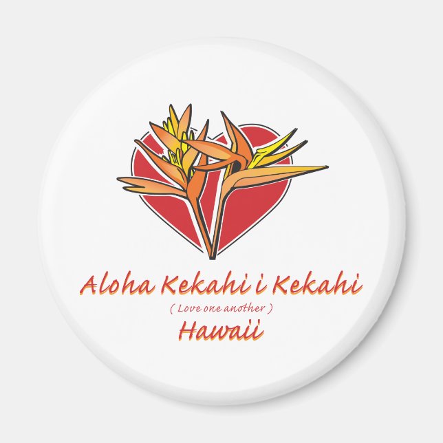 Aimant Aloha Hawaiil Oiseau du Paradis Coeur (Devant)