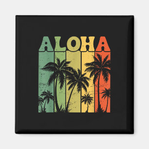 Aimant Aloha îles hawaïennes palmiers planche de surf pla