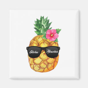 Aimant Aloha Plages Amusant Ananas Hawaiien Avec Des Nuan