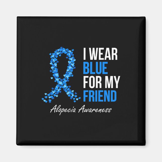 Aimant Alopecia Sensibilisation Je Porte Du Bleu Pour Mon (Devant)