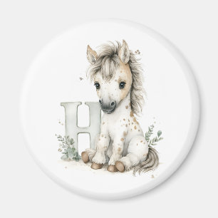 Aimant Alphabet Cheval Bébé Animaux Mignons Aquarelle