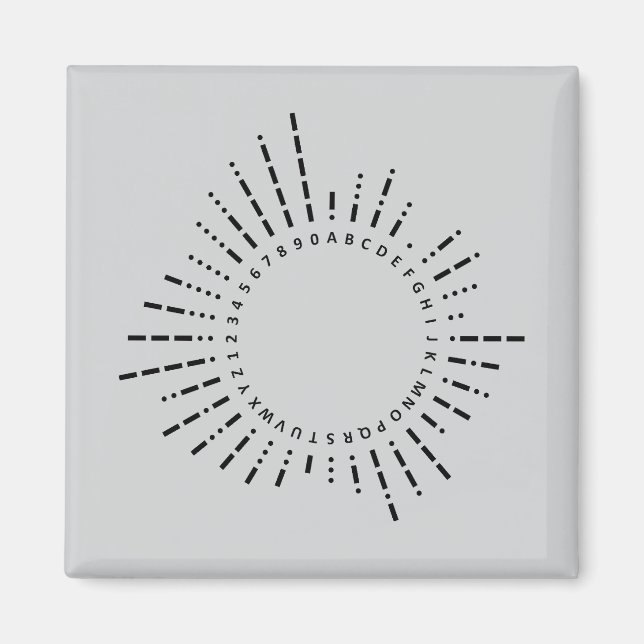 Aimant Alphabet de code Morse – Design Gris Acier (Devant)