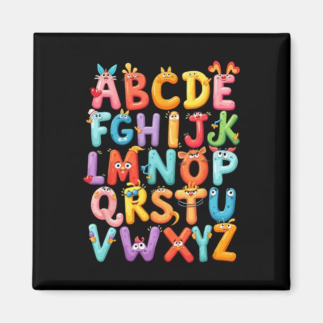 Aimant Alphabet drôle A-z Abc Enfants Retour à l'école Pr (Devant)