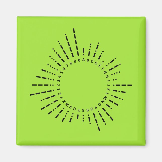 Aimant Alphabet Morse Code – Neon Lime Tech (Devant)