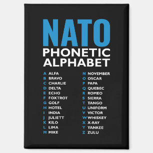 Aimant Alphabet phonétique de l'OTAN Alfa Zulu Carte Tact