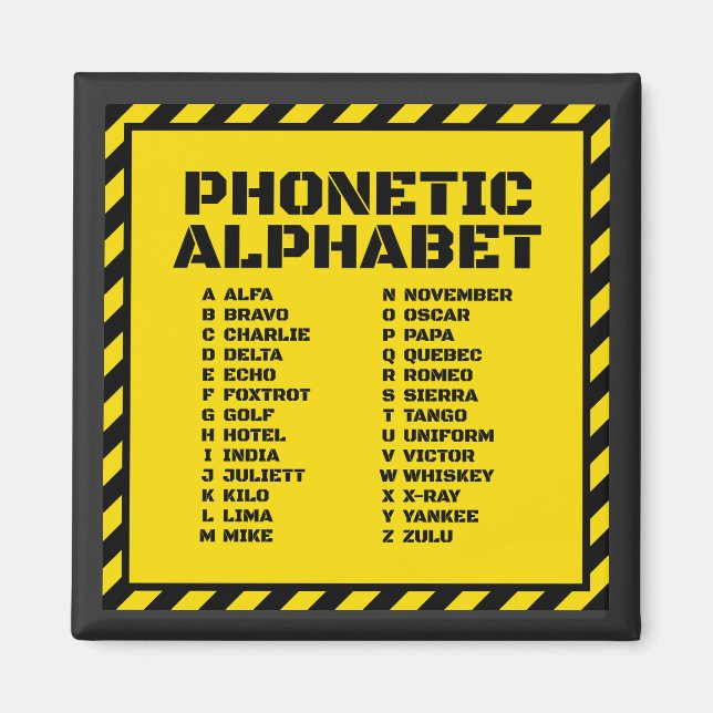 Aimant Alphabet phonétique – Édition Alfa Zulu (Devant)