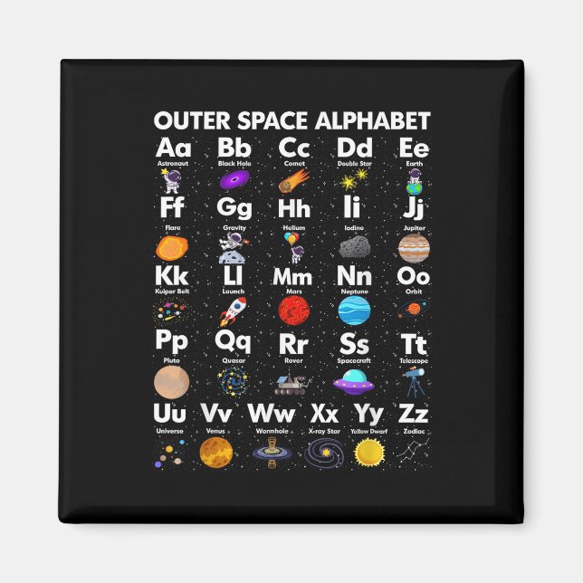 Aimant Alphabet spatial Astronomie Enseignant en sciences (Devant)