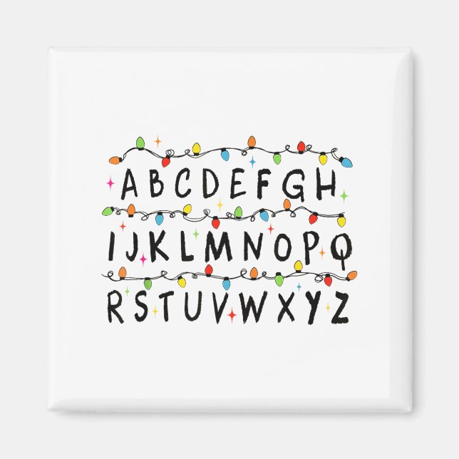Aimant Alphabet Stranger Christmas 2025 Lights Boys Girls (Devant)