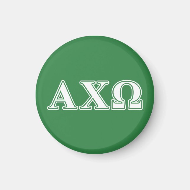 Aimant Alphi Chi Omega lettres blanche et verte (Devant)