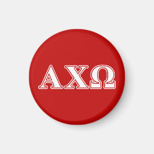 Aimant Alphi Chi Omega Lettres blanches et rouges
