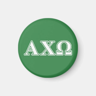 Aimant Alphi Chi Omega Lettres blanches et vertes