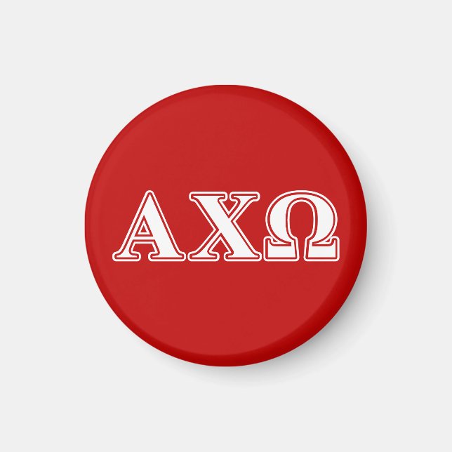 Aimant Alphi Chi Omega White and Red Letters (Devant)