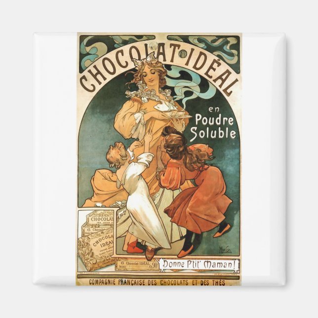 Aimant Alphonse (Alfons) Mucha Chocolat Idéal (Devant)