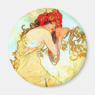 Aimant Alphonse Mucha Art Nouveau Été