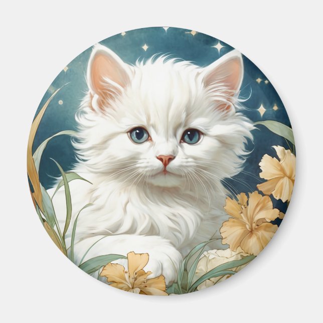 Aimant Alphonse Mucha Art Nouveau Kitten (Devant)