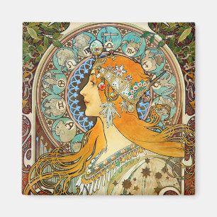 Aimant Alphonse Mucha Art Nouveau Zodiac