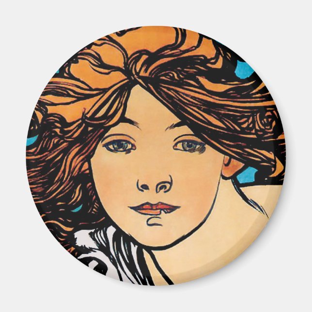 Aimant Alphonse Mucha - Cycles Perfecta Retro Art Nouveau (Devant)