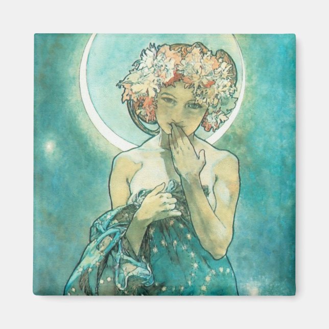 Aimant Alphonse Mucha Moonlight Clair De Lune Art Nouveau (Devant)