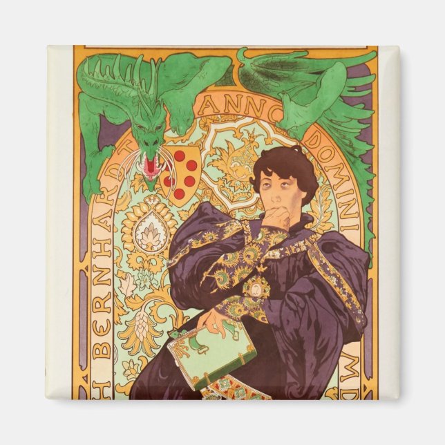 Aimant Alphonse Mucha Prince et Dragon (Devant)