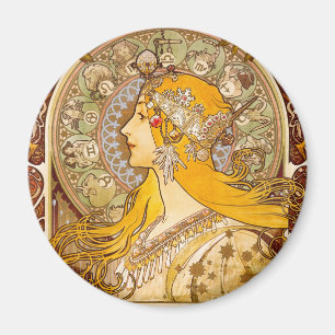 Aimant Alphonse Mucha Zodiaque Art Nouveau Décoration Vin