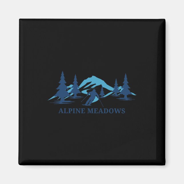 Aimant Alpine Meadows California Ski Resort Ski Skier (Devant)
