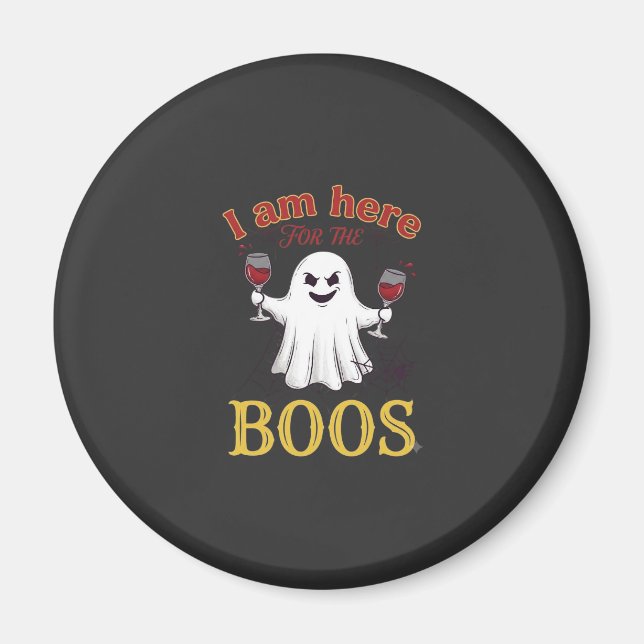 Aimant Am Here Boos Halloween Fantôme Verres à Vin Araign (Devant)