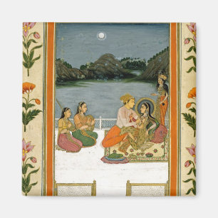 Aimant Amants sur une terrasse par un lac éclairé par l