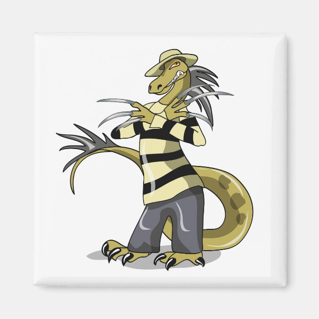 Aimant Amargasaurus Pose Comme Freddy Krueger. (Devant)
