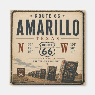 Aimant Amarillo Route 66 Coordonnées Souvenir