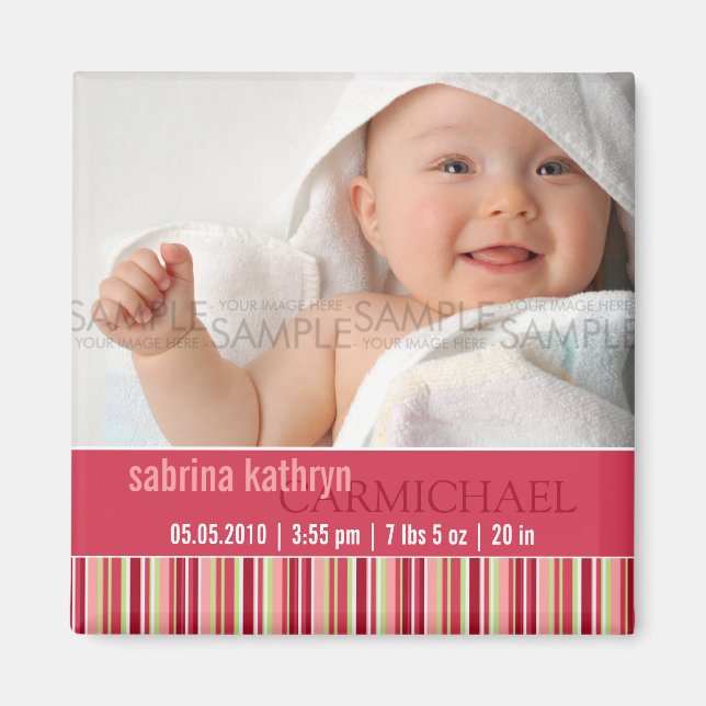 Aimant Amaryllis Stripes ・ Faire-part bébé (Devant)