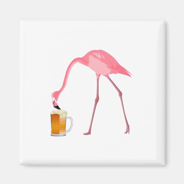 Aimant Amateur de bière Flamant rose rose (Devant)