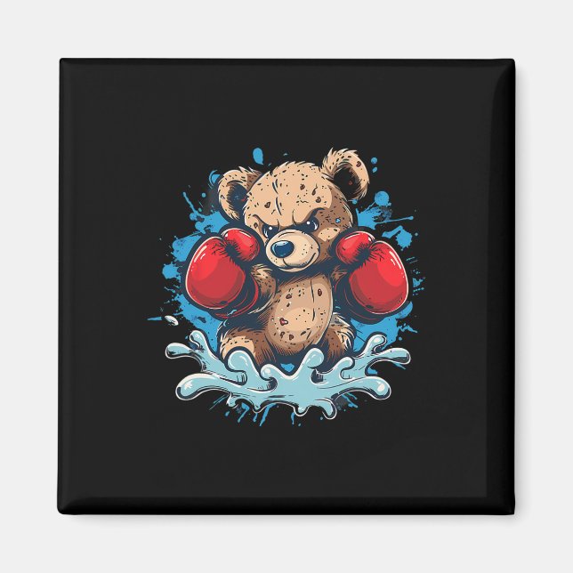 Aimant Amateur de boxe ours gants de boxe kickboxing drôl (Devant)