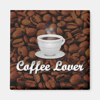 Aimant Amateur de café, Coupe blanche/haricots Brown