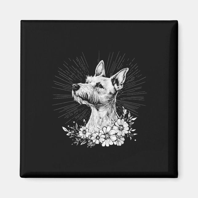 Aimant Amateur de chien Fox Terrier de style de tatouage  (Devant)