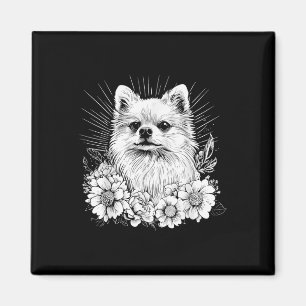 Aimant Amateur de chien Poméranie de style de tatouage ré