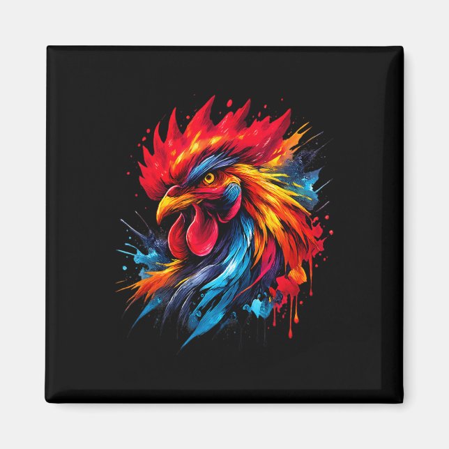 Aimant Amateur de combat de coq vintage peint _ (Devant)