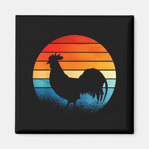 Aimant Amateur de coq au coucher de soleil rétro