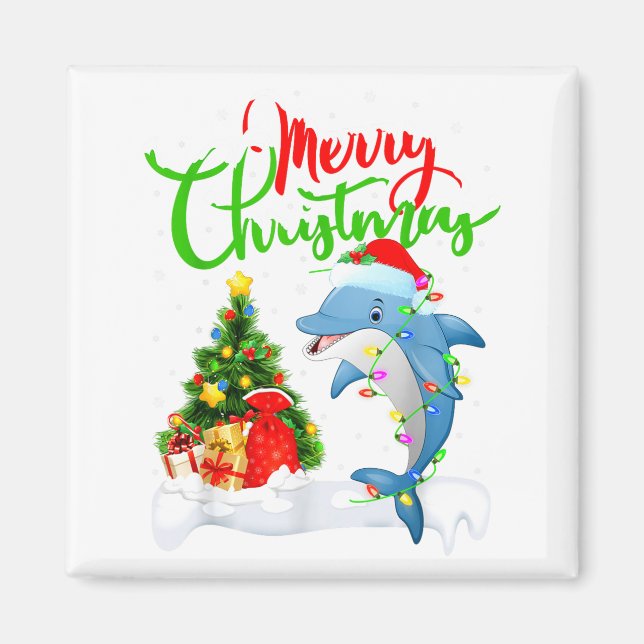 Aimant Amateur de poisson dauphin drôle Noël Éclairage Da (Devant)