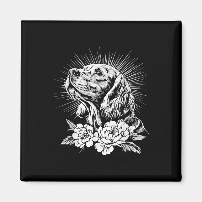 Aimant Amateur de tatouage Spaniel Rétro Chien  (Devant)