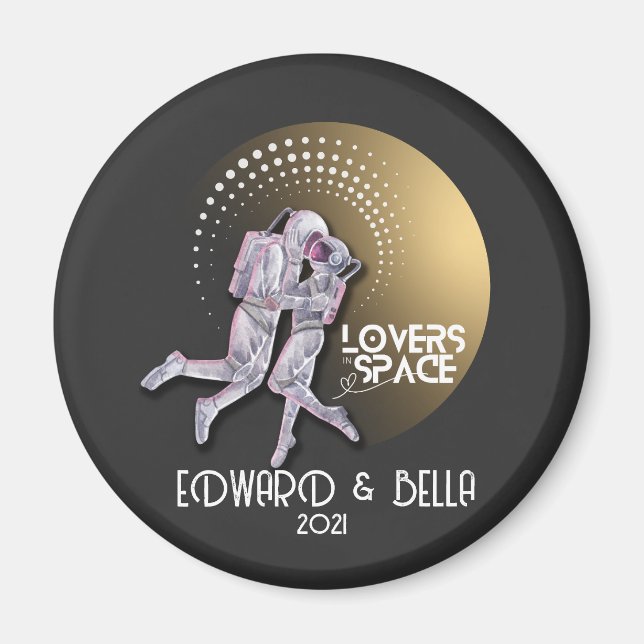 Aimant Amateurs d'astronautes s'embrasser dans l'espace a (Devant)